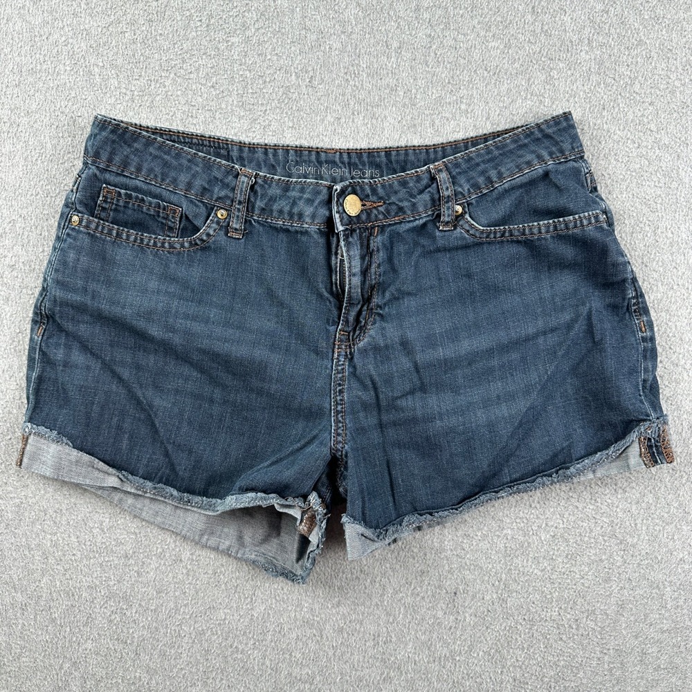 Calvin Klein Jeans Shorts Womens 8 Denim Dark Wash Raw Hem Cutoff Cotton